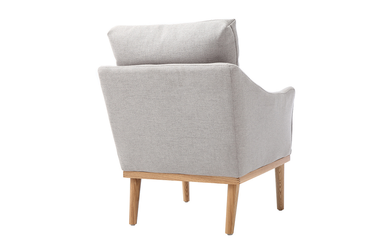 Sillón diseño tejido gris y fresno NORI