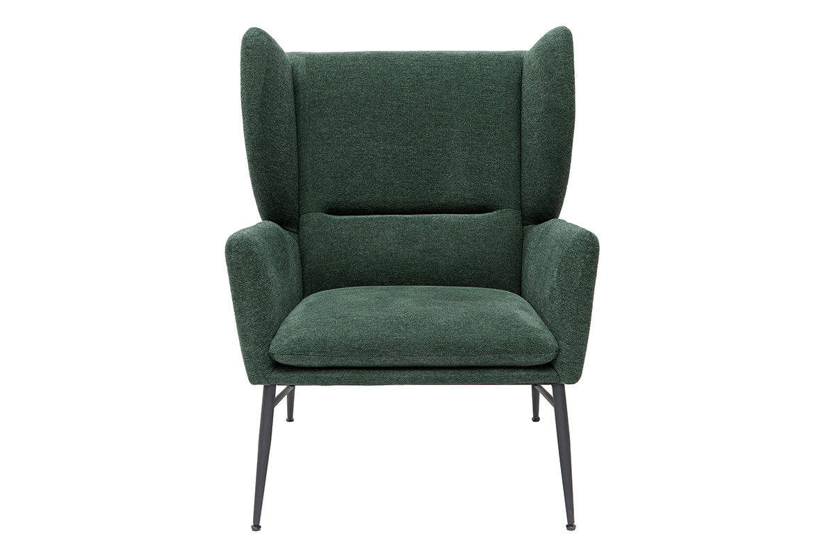 Silln en metal y tejido efecto terciopelo verde COME