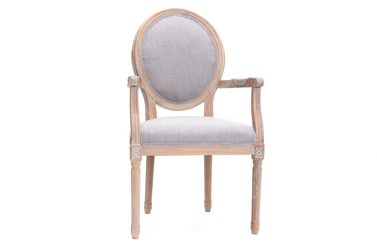 Sill�n en tejido color gris claro patas en madera clara LEGEND