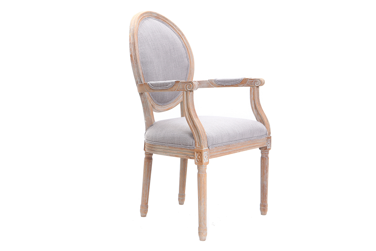 Sill�n en tejido color gris claro patas en madera clara LEGEND