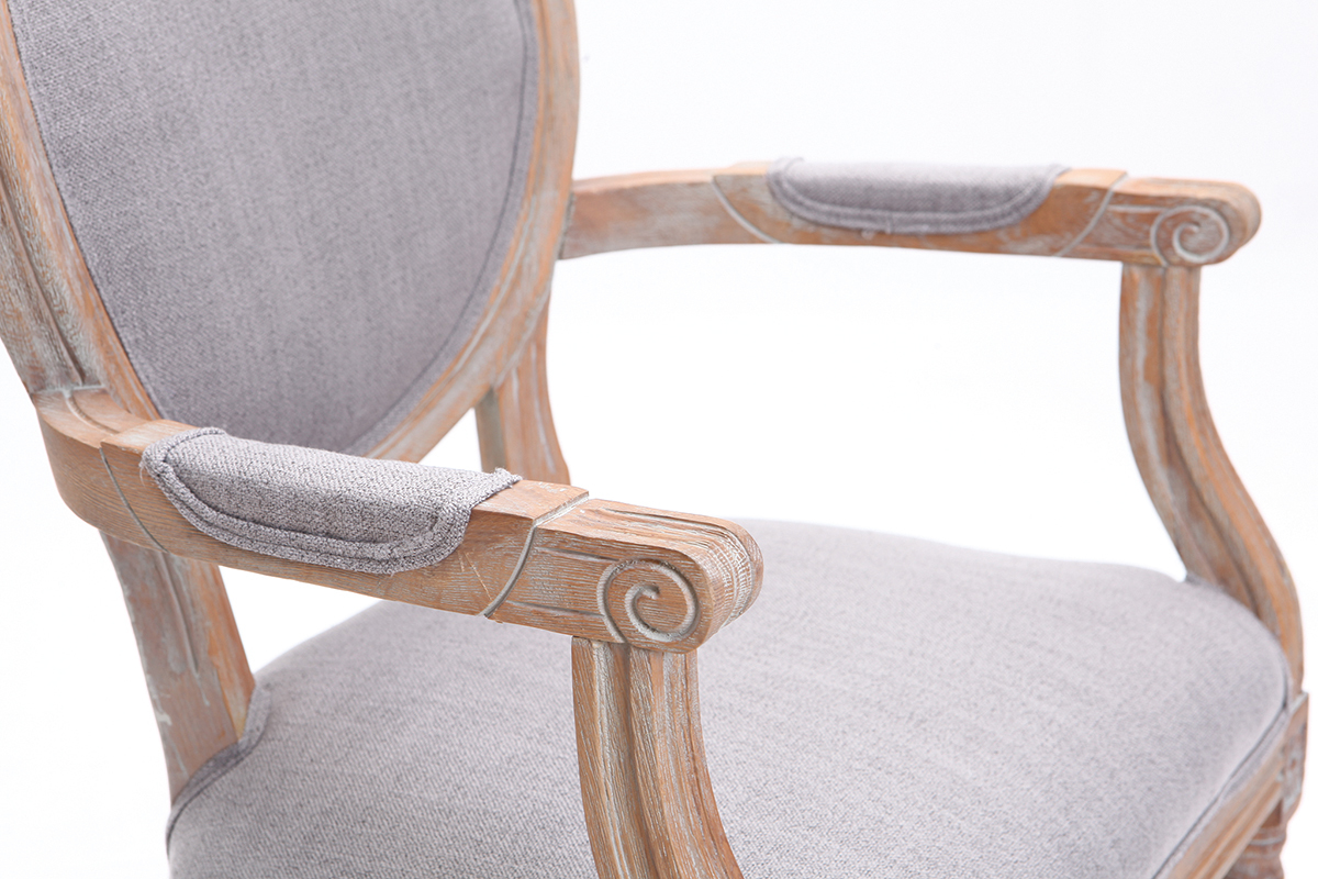 Sill�n en tejido color gris claro patas en madera clara LEGEND