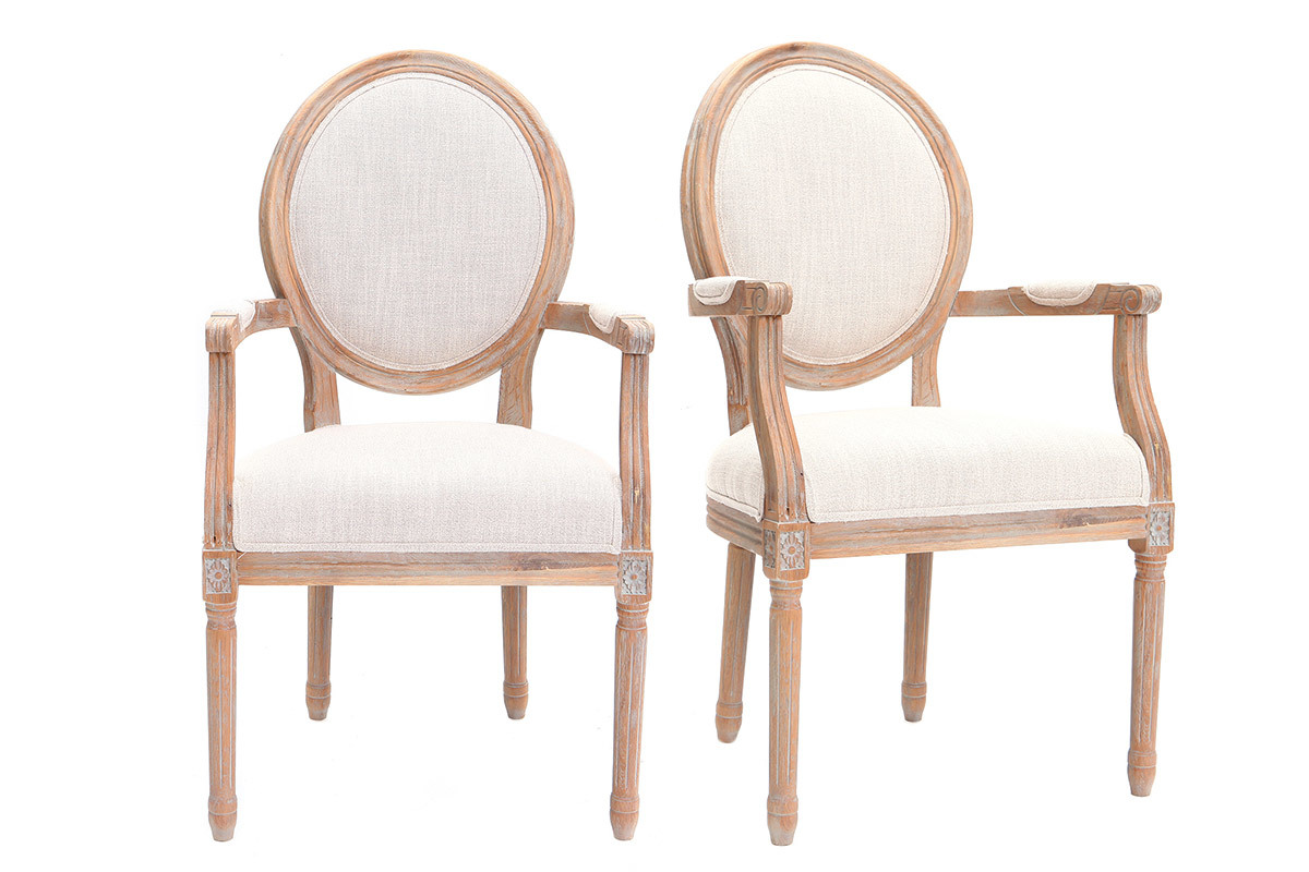 Sill�n en tejido color natural patas en madera clara LEGEND