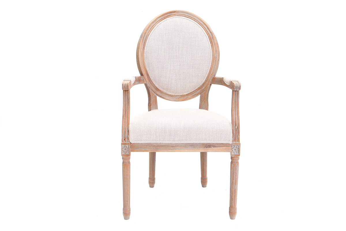 Sill�n en tejido color natural patas en madera clara LEGEND