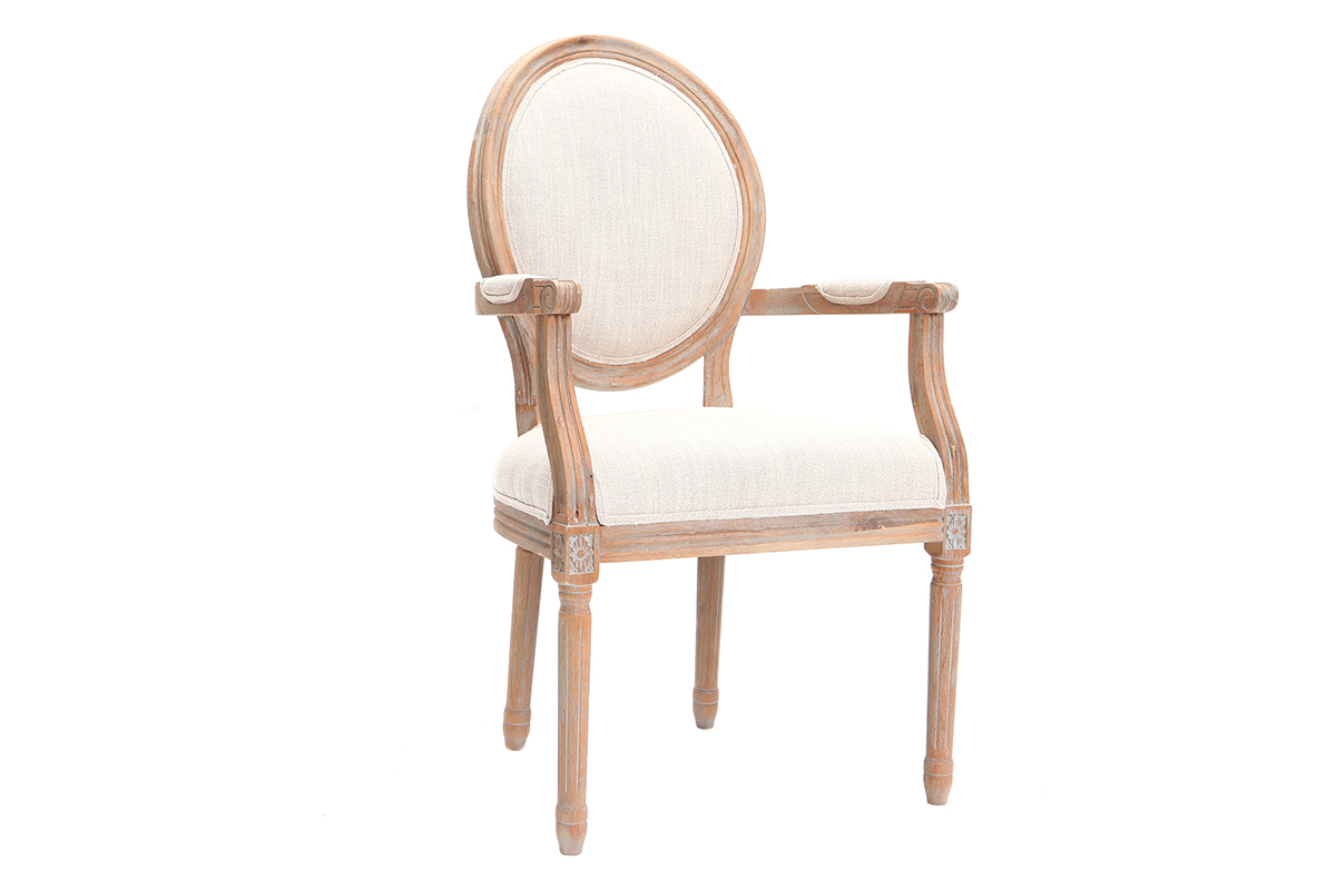 Sill�n en tejido color natural patas en madera clara LEGEND