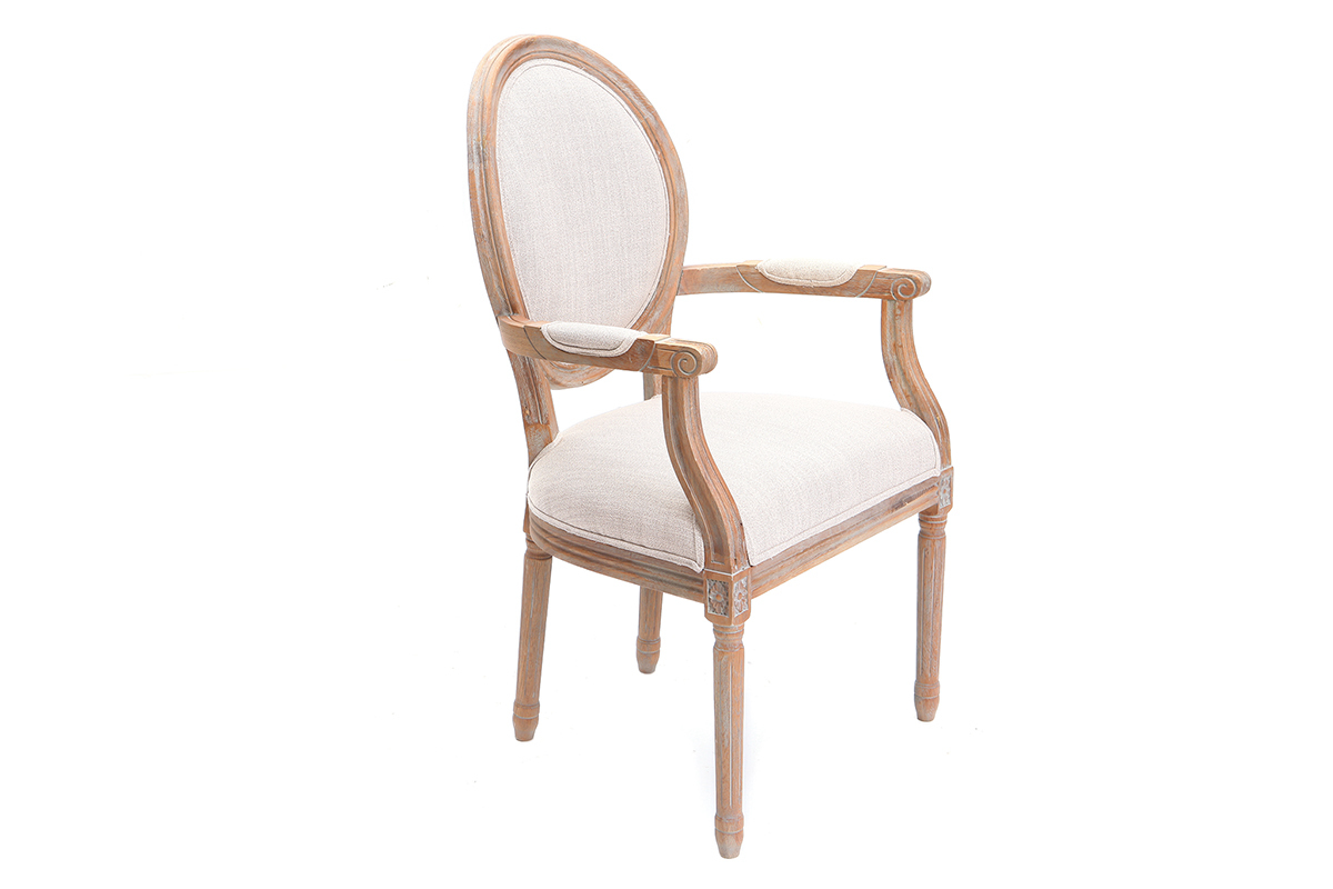 Sill�n en tejido color natural patas en madera clara LEGEND