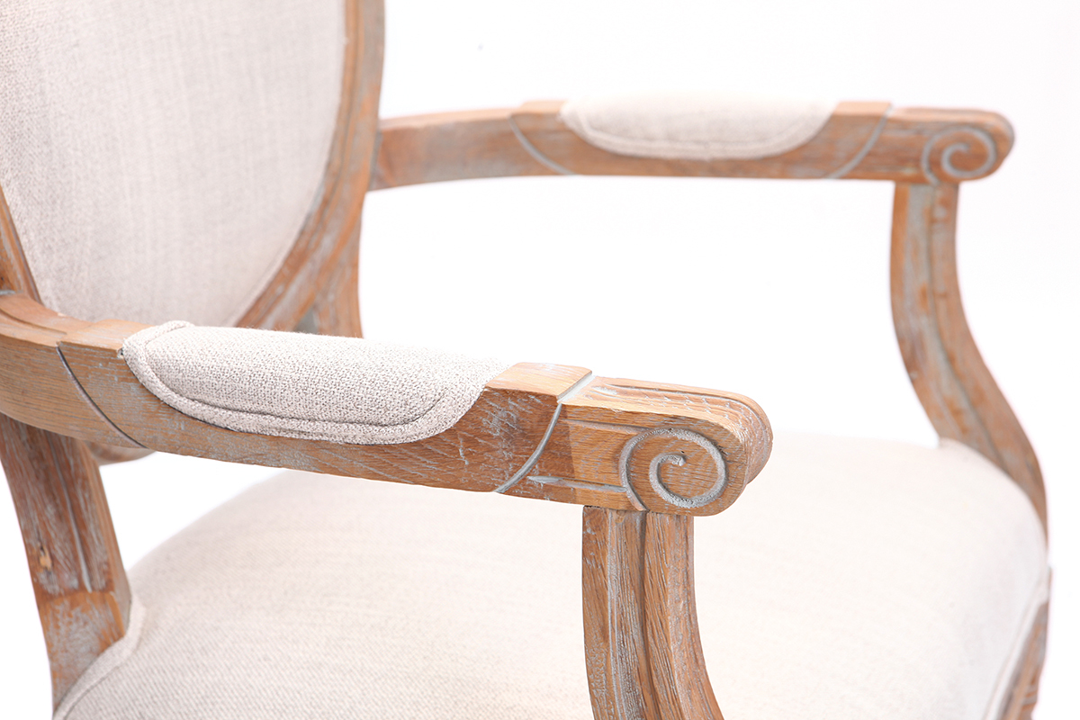 Sill�n en tejido color natural patas en madera clara LEGEND