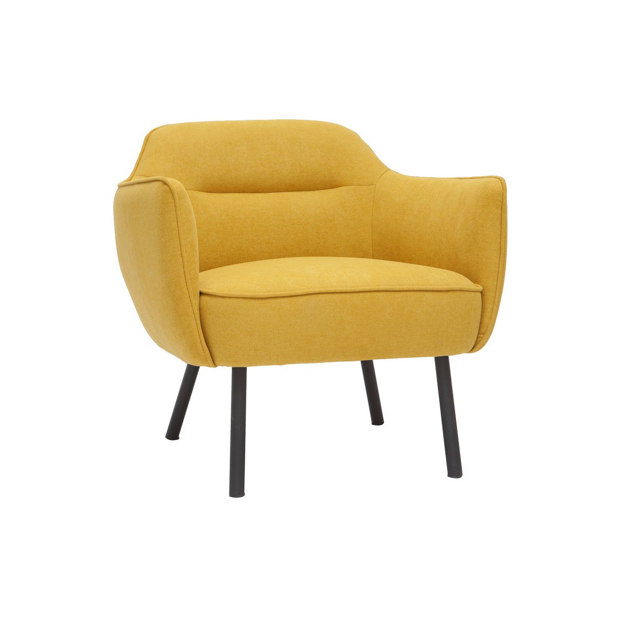 Sillón en tejido efecto terciopelo amarillo mostaza LAURENS