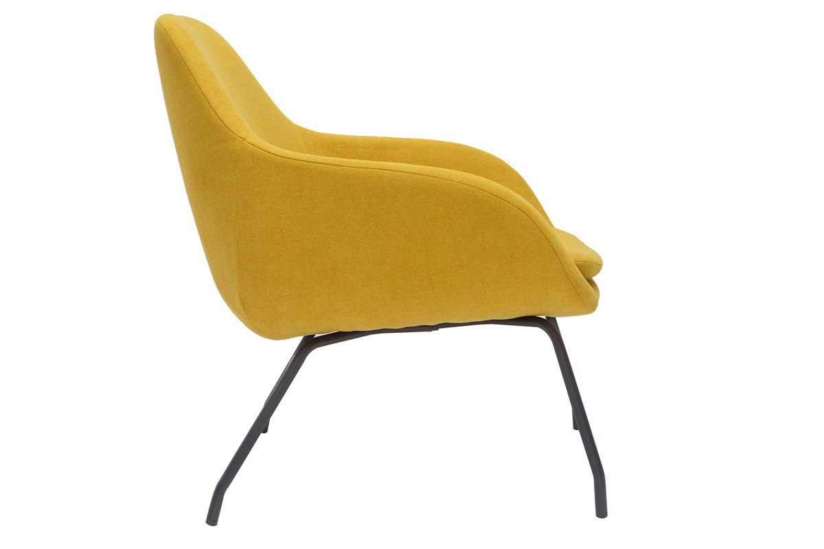 Silln en tejido efecto terciopelo amarillo mostaza MAYNE