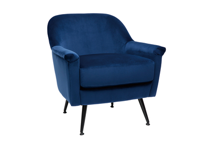 Sillón en terciopelo azul ADAM - Sillón en terciopelo azul ADAM