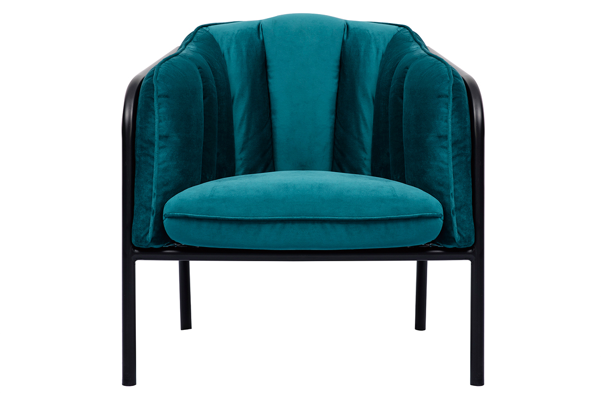 Silln en terciopelo azul petrleo MALONE