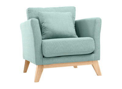 Sill&oacute;n escandinavo azul claro patas madera clara OSLO