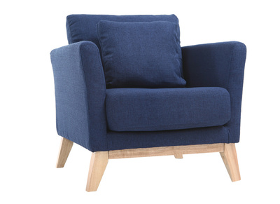 Sill&oacute;n escandinavo azul oscuro patas madera clara OSLO