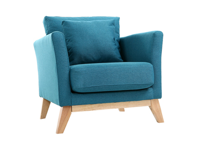 Sill&oacute;n escandinavo azul petr&oacute;lro patas madera clara OSLO