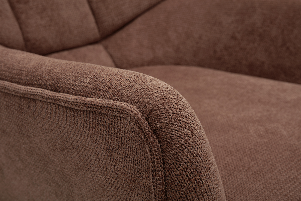 Silln escandinavo de tejido chenilla tierra quemada y madera clara BRODY