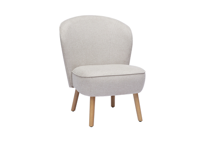 Sillón escandinavo de tela efecto terciopelo beige y madera clara AMANITA
