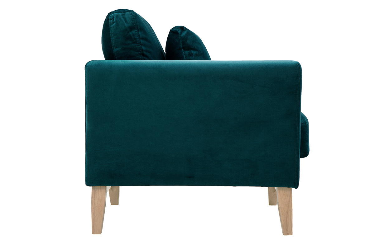 Silln escandinavo desenfundable de terciopelo azul petrleo y madera clara OSLO