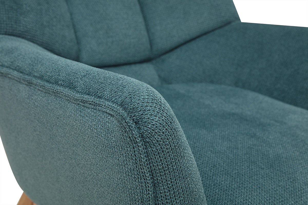 Silln escandinavo en tejido chenilla celadn y madera clara BRODY