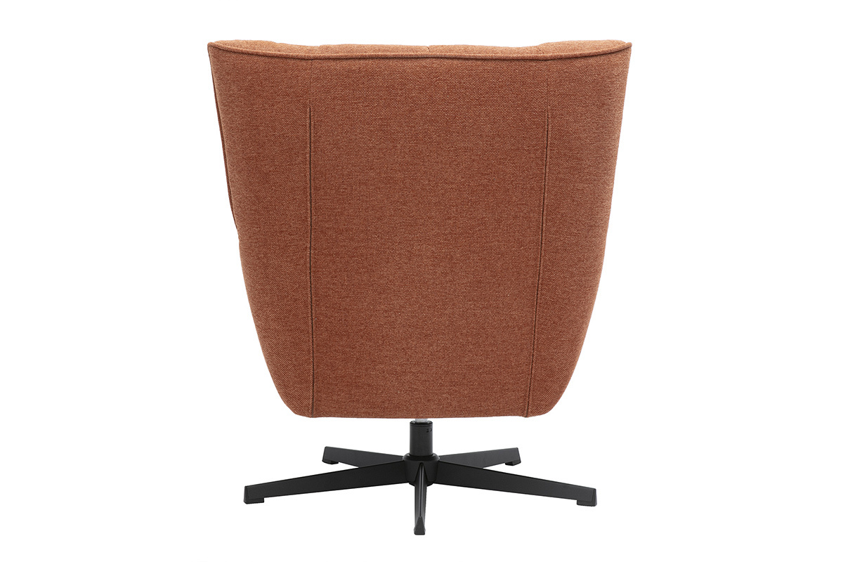 Silln escandinavo giratorio en tela efecto terciopelo texturado tierra quemada y metal AVERY