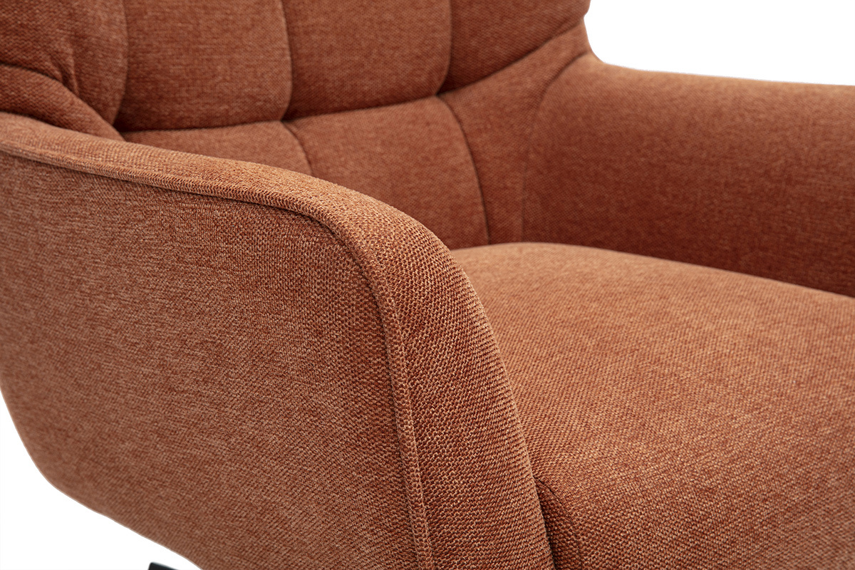 Silln escandinavo giratorio en tela efecto terciopelo texturado tierra quemada y metal AVERY