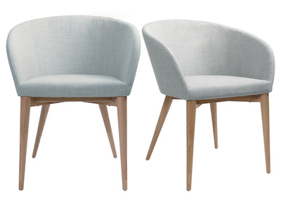 Sillón escandinavo gris claro y madera lote de 2 DALIA - Sillón escandinavo gris claro y madera lote de 2 DALIA