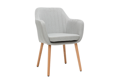 Sillón escandinavo gris claro y patas roble ALEYNA