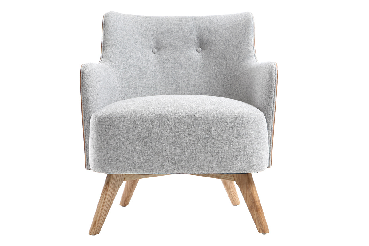 Silln escandinavo gris perla patas madera VALMY