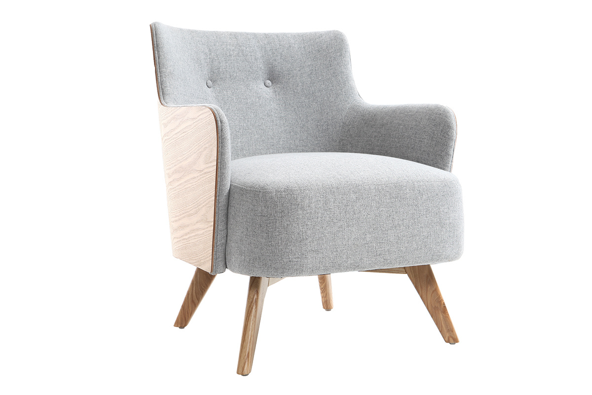 Silln escandinavo gris perla patas madera VALMY