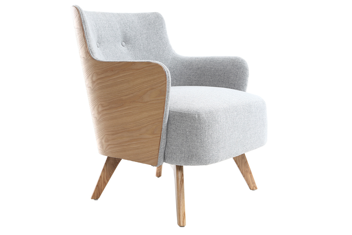 Silln escandinavo gris perla patas madera VALMY