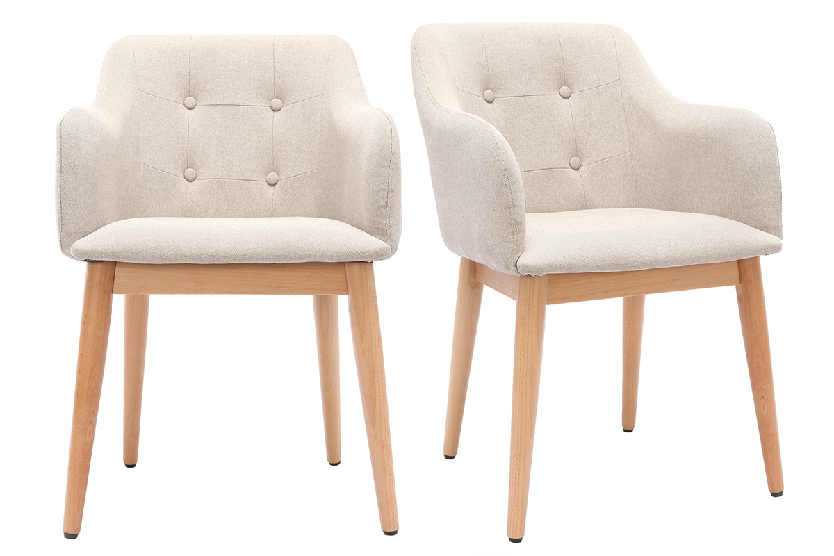 Silln escandinavo tejido natural y patas madera lote de 2 BALTIK