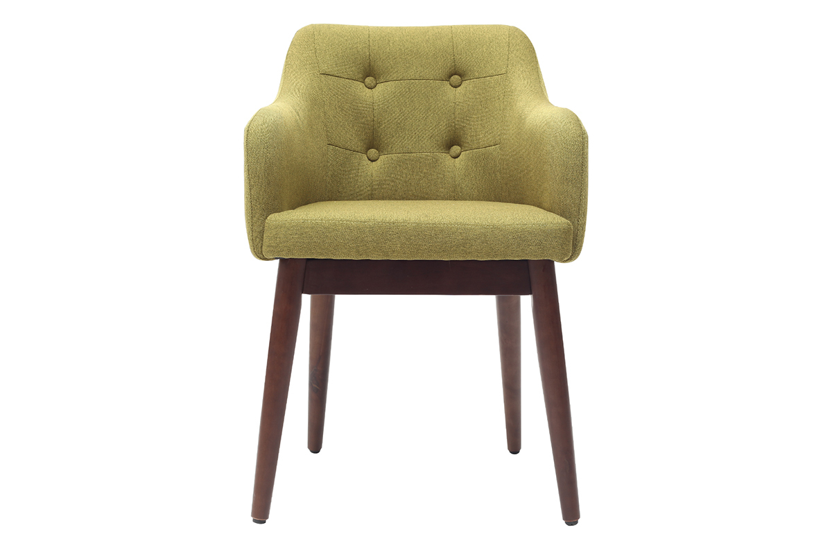 Silln escandinavo tejido verde y patas madera lote de 2 BALTIK