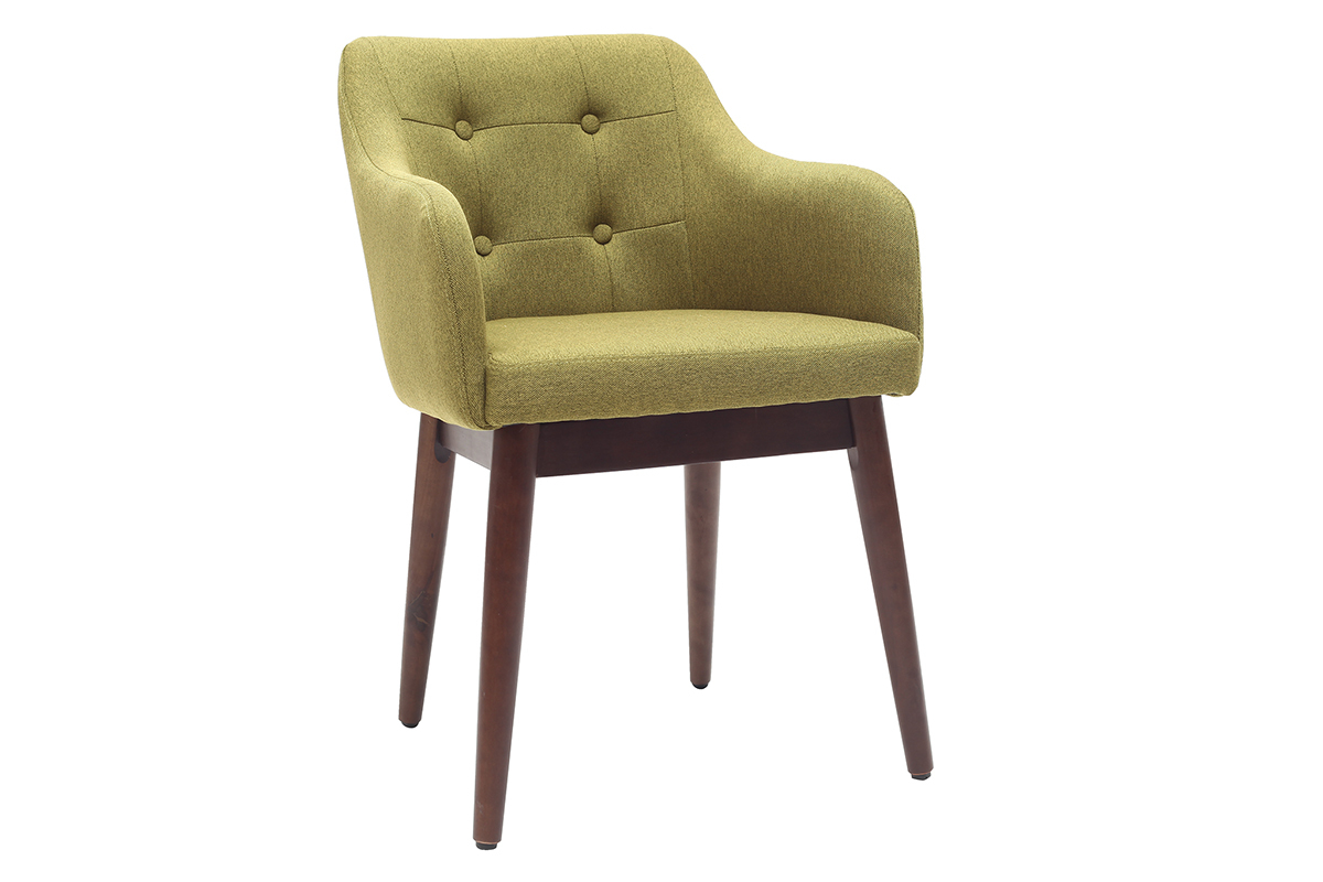 Silln escandinavo tejido verde y patas madera lote de 2 BALTIK