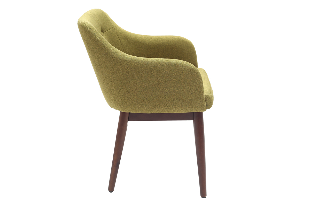 Silln escandinavo tejido verde y patas madera lote de 2 BALTIK