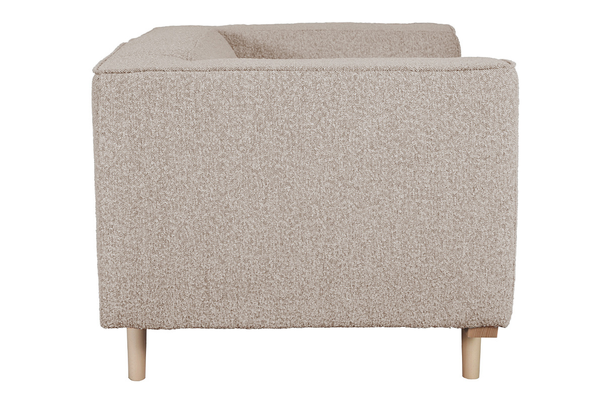 Sillón estilo nórdico de tejido rizado estilo lana de color topo MORRIS
