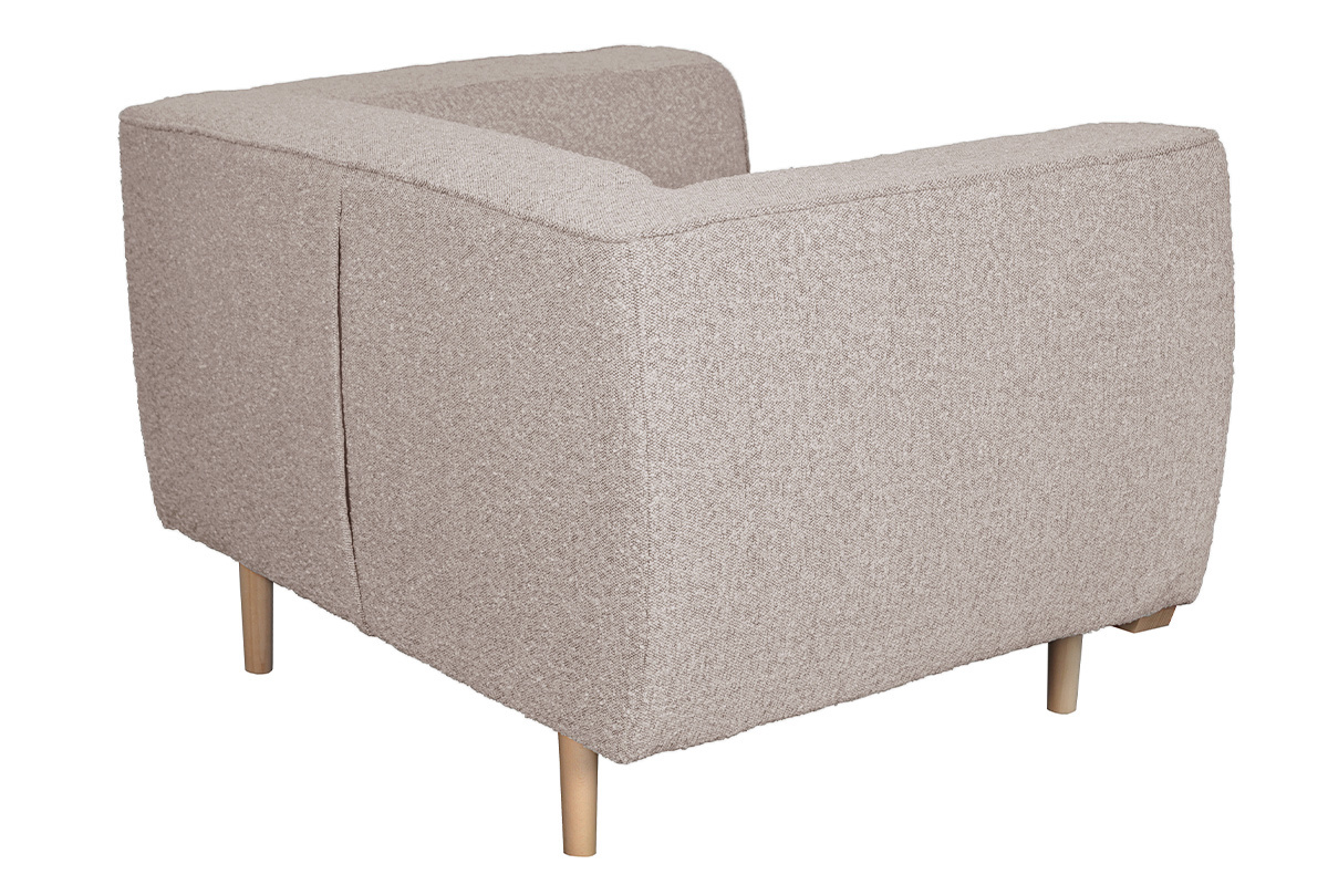 Sillón estilo nórdico de tejido rizado estilo lana de color topo MORRIS