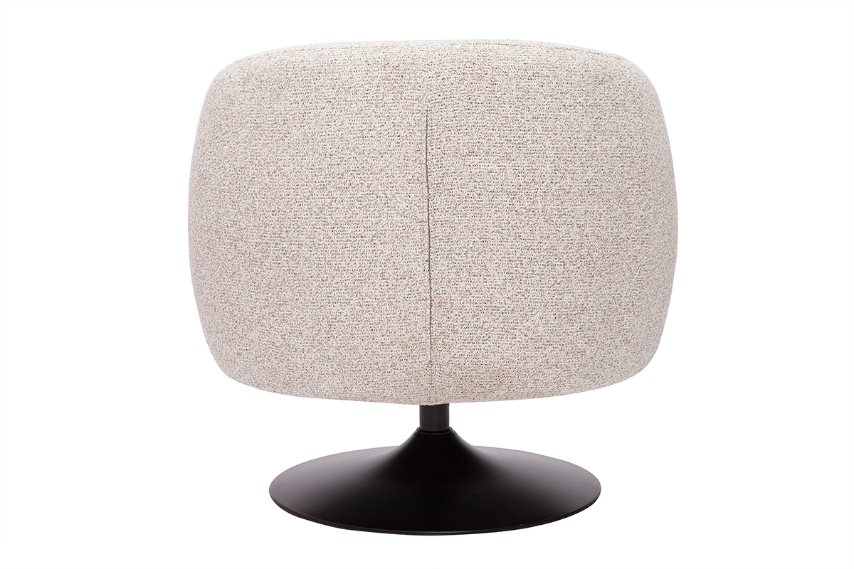 Silln giratorio de tela boucl beige y metal negro BOWIE