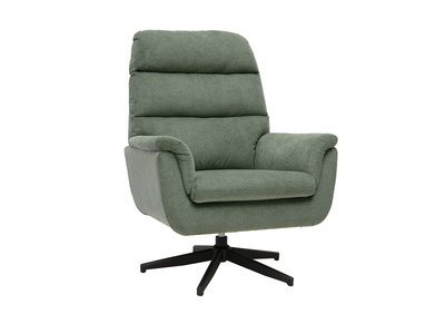 Sill&oacute;n giratorio de tela chenilla verde kaki y metal negro JONAH