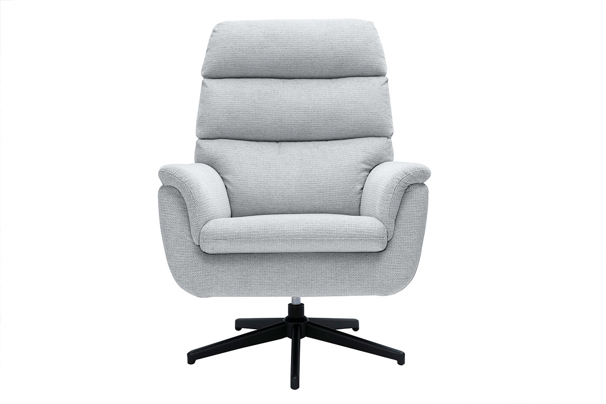 Sill�n giratorio de tela de chenilla gris y metal negro JONAH