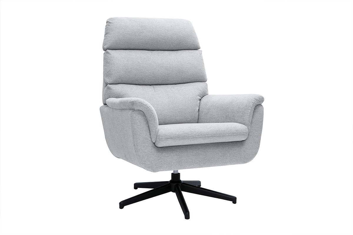 Sill�n giratorio de tela de chenilla gris y metal negro JONAH