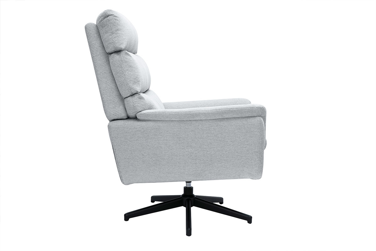 Sill�n giratorio de tela de chenilla gris y metal negro JONAH