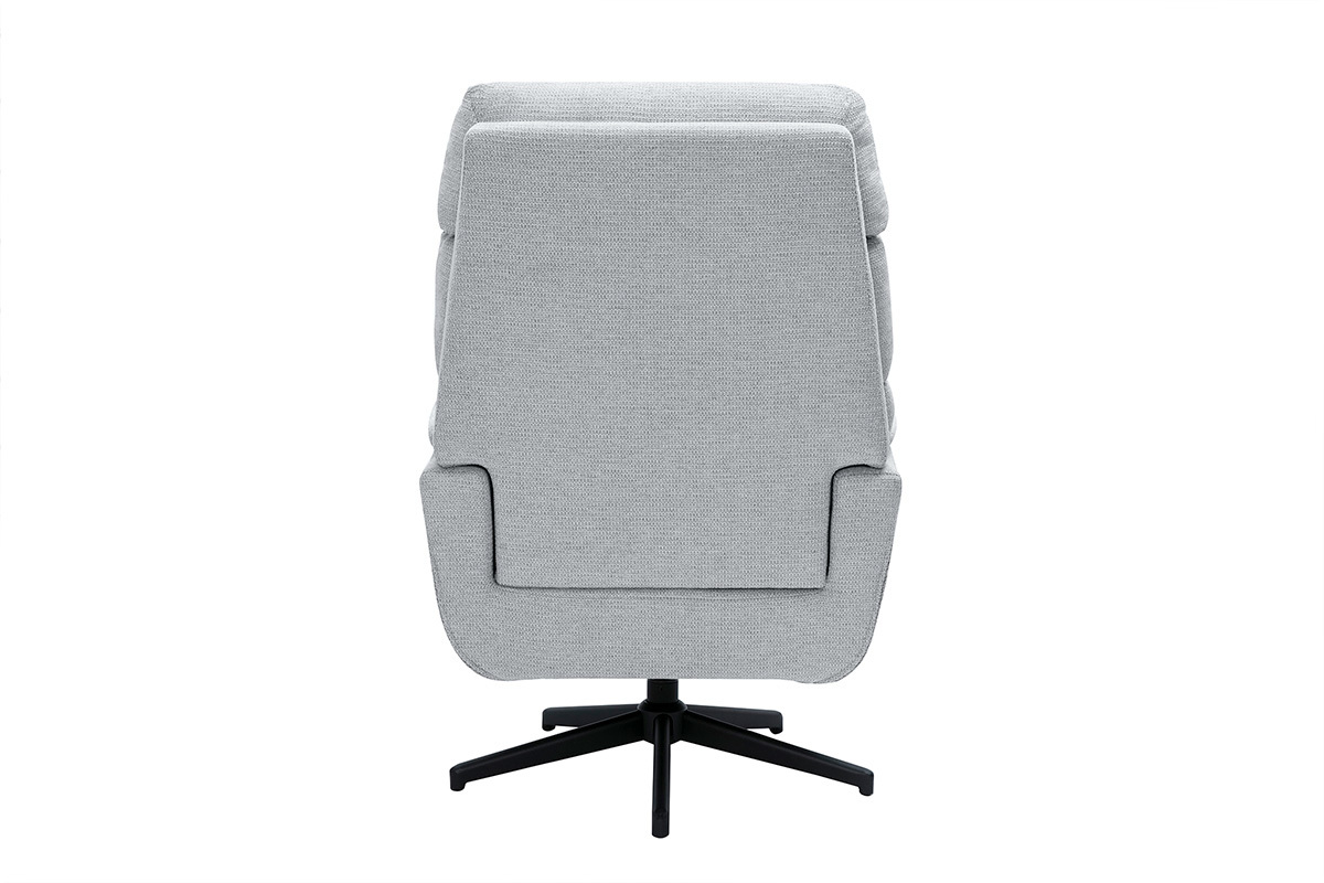 Sill�n giratorio de tela de chenilla gris y metal negro JONAH