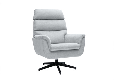 Sill&oacute;n giratorio de tela de chenilla gris y metal negro JONAH