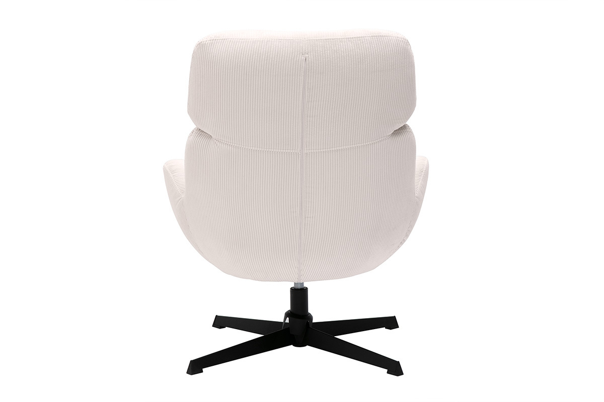 Silln giratorio de terciopelo beige y metal negro KLEM