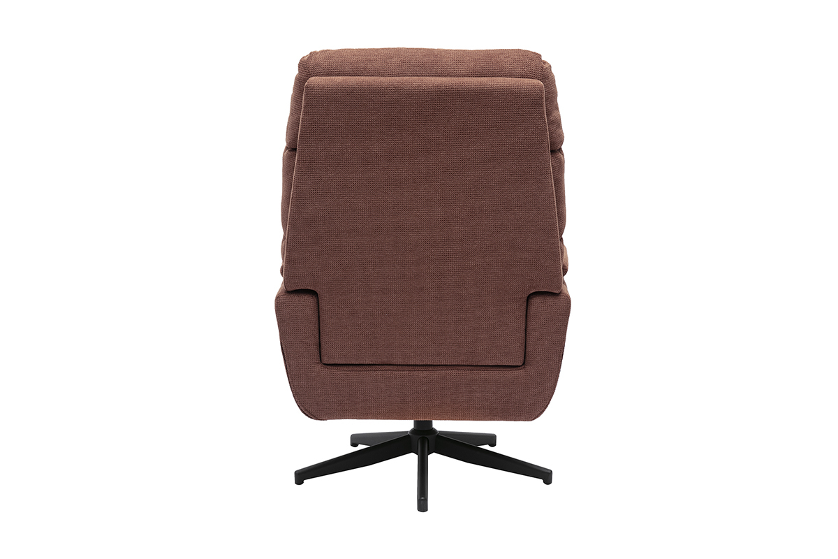 Sill�n giratorio JONAH de tela chenilla color tierra quemada, vista desde atr�s, con base de metal negro.
