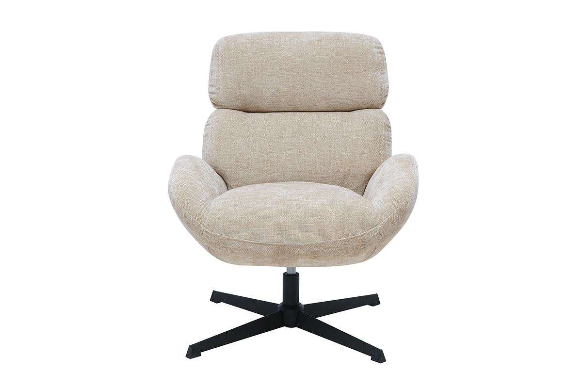 Sill�n giratorio KLEM en tejido topo con base de metal negro, vista frontal
