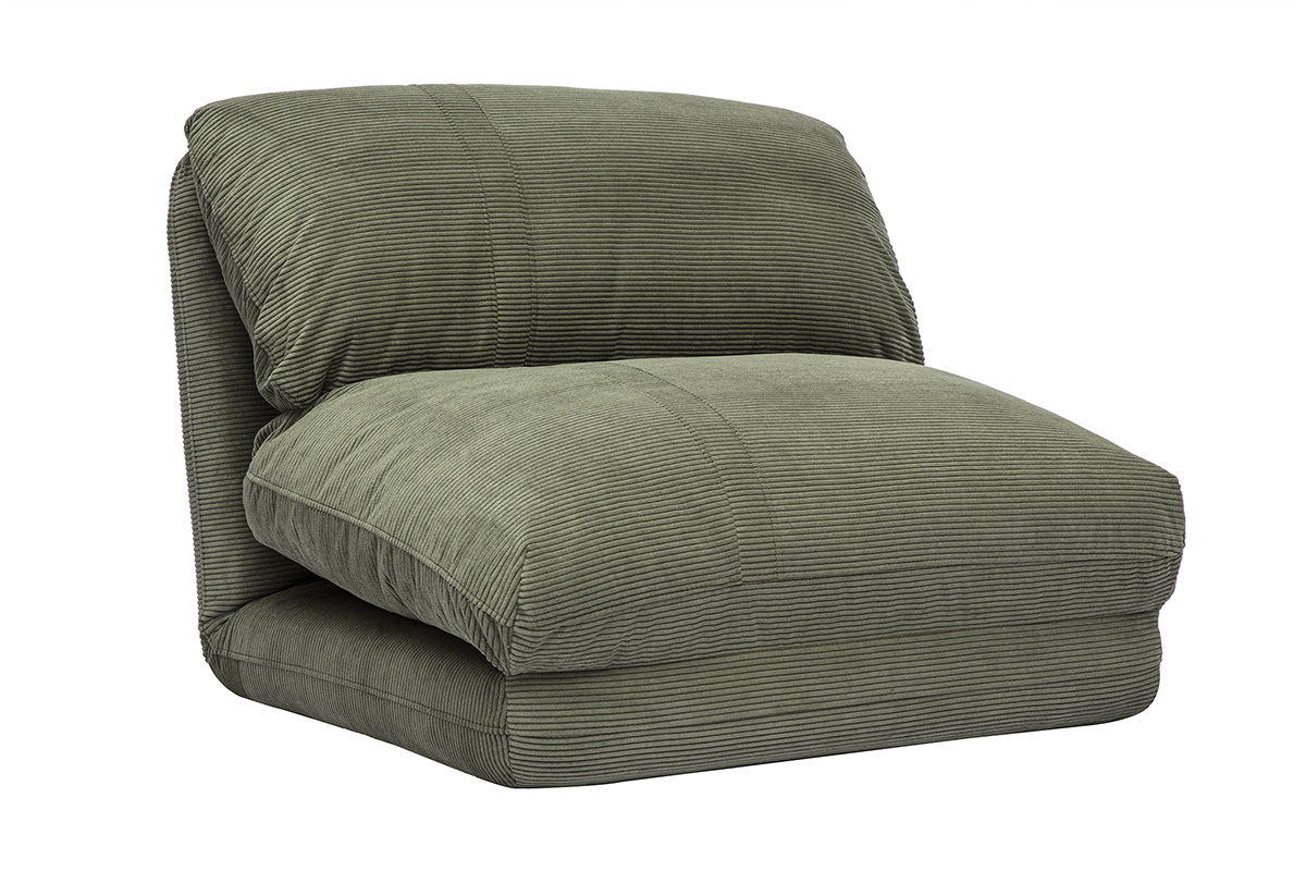 Silln individual convertible en terciopelo verde kaki SPENCER