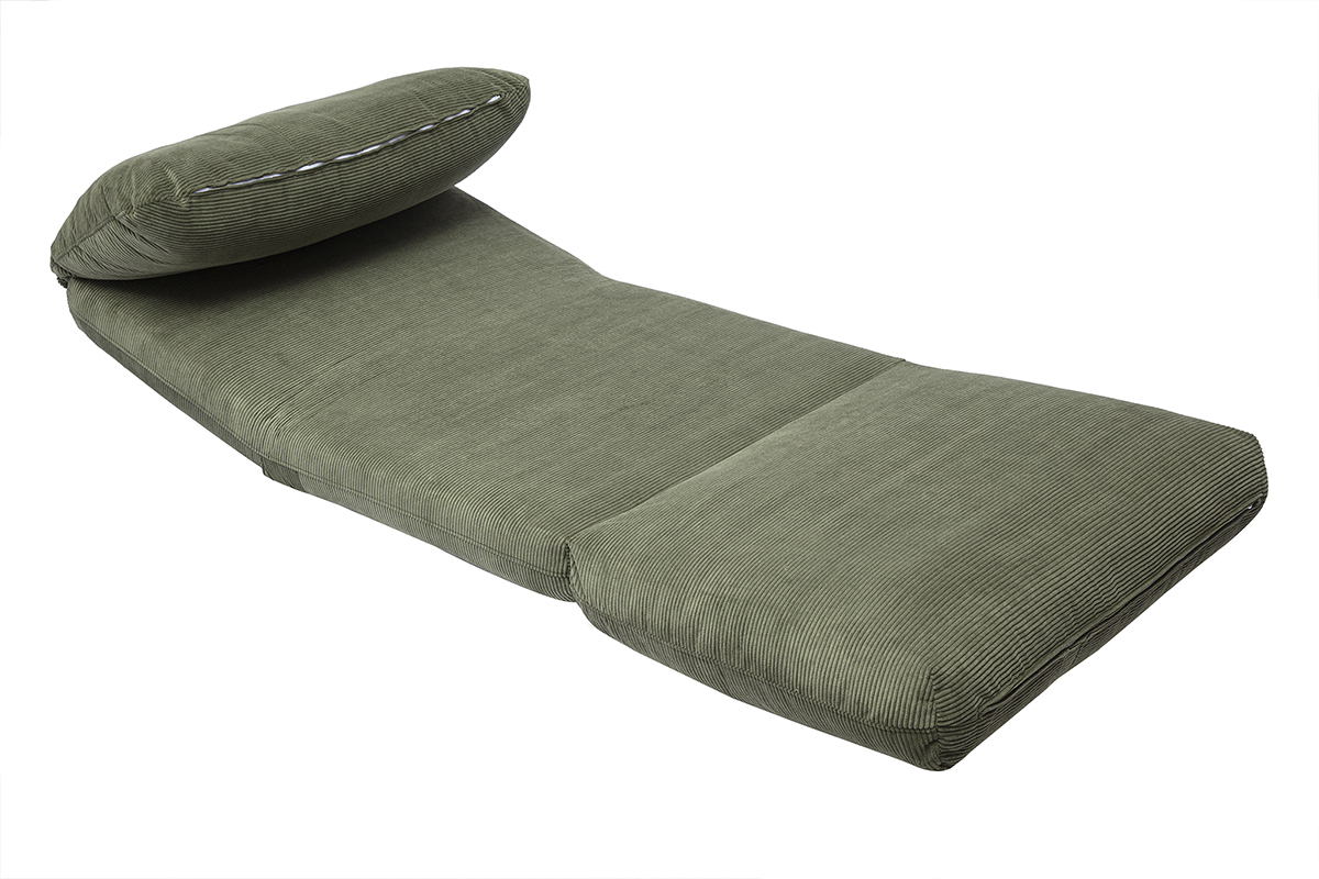 Silln individual convertible en terciopelo verde kaki SPENCER