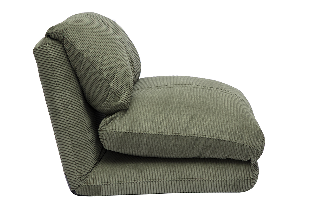 Silln individual convertible en terciopelo verde kaki SPENCER