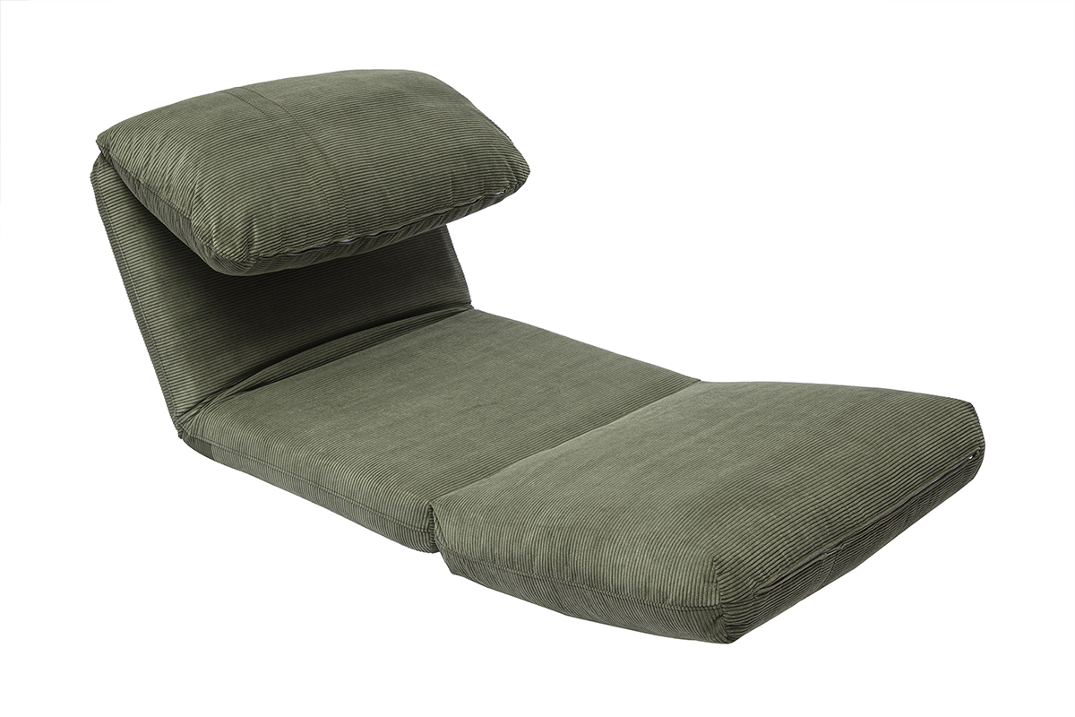 Silln individual convertible en terciopelo verde kaki SPENCER