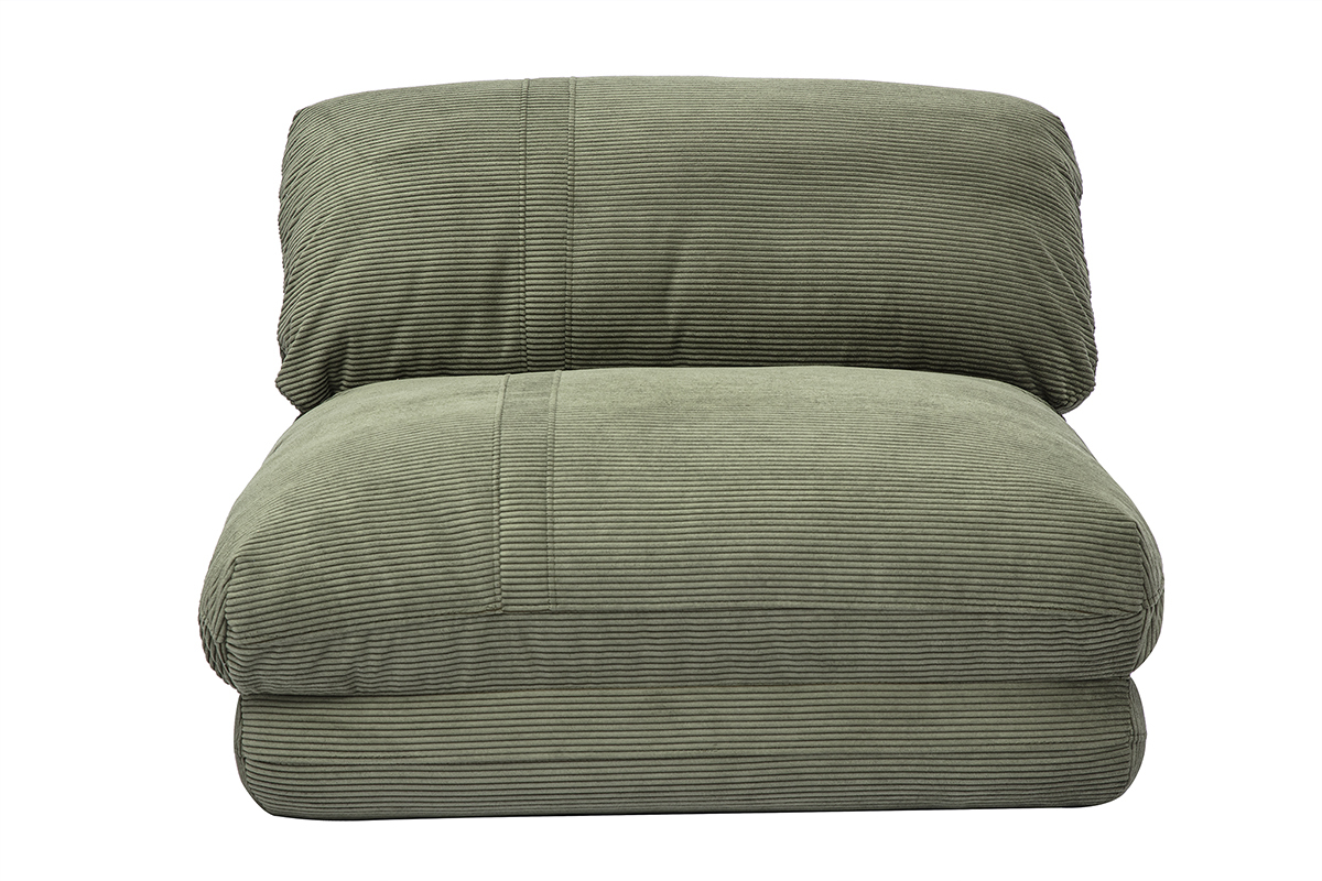 Silln individual convertible en terciopelo verde kaki SPENCER