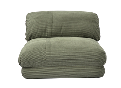 Sillón individual convertible en terciopelo verde kaki SPENCER